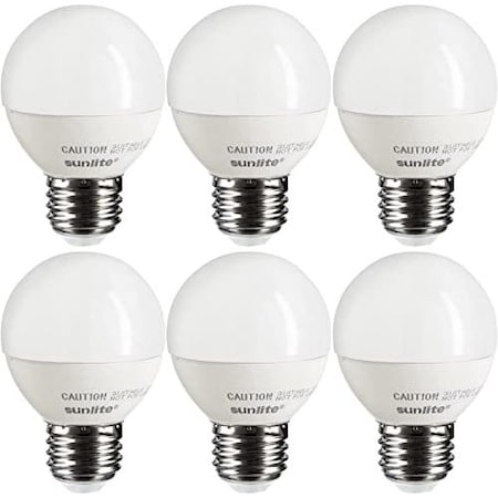 Sunlite LED G16 Globe Light Bulb, 5W 40W=, 350 Lumens, Dimmable, Medium E26 Base, Frosted, 6PK 40288-NS